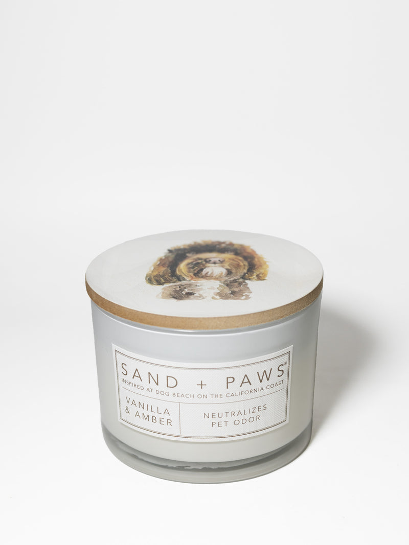 Sand + Paws Vanilla & Amber 12 oz scented candle